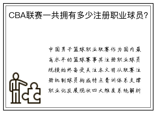 CBA联赛一共拥有多少注册职业球员？