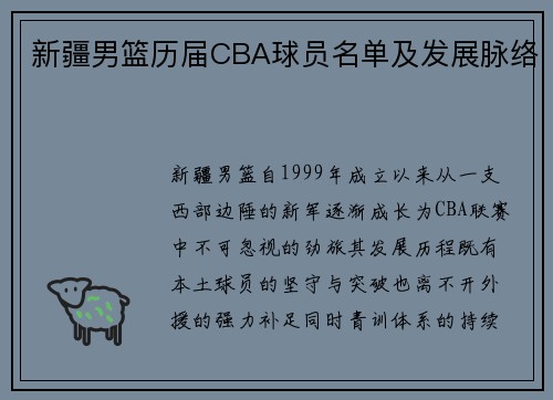 新疆男篮历届CBA球员名单及发展脉络